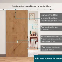 Kit de herrajes para puerta corredera Homcom inox 186 cm