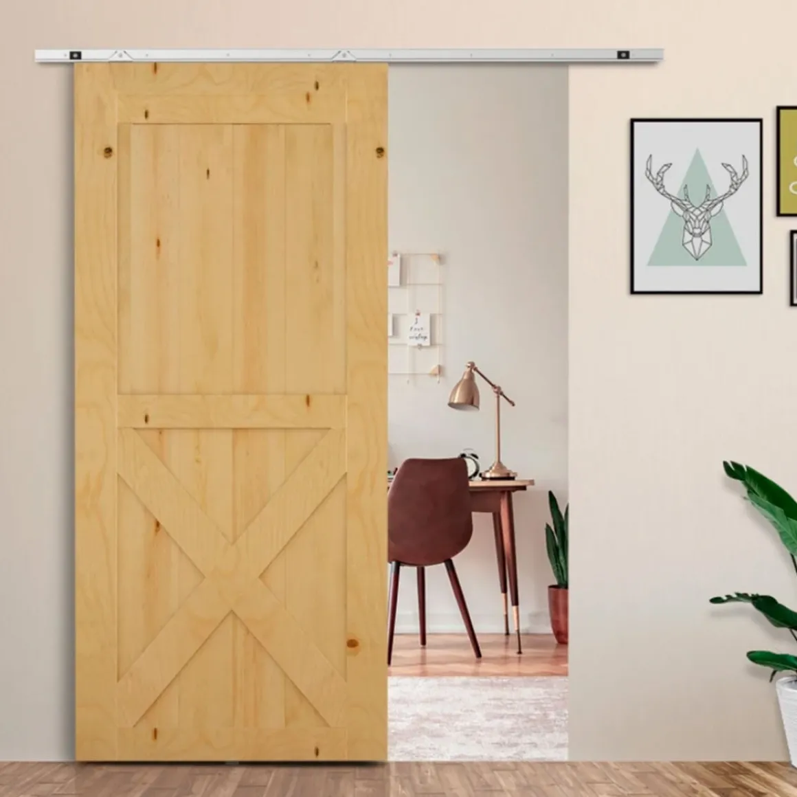 Kit de herrajes para puerta corredera Homcom inox 186 cm