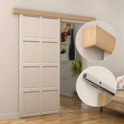 Kit de herrajes para puerta corredera Homcom marrón 3,06x200x3,05 cm