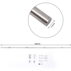 Kit de instalación puerta corredera Homcom acero inoxidable 2,5x200 cm