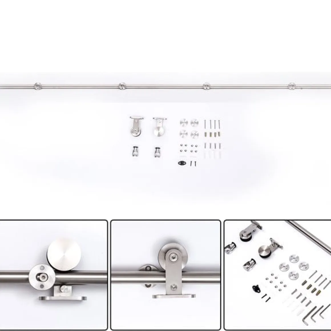 Kit de instalación puerta corredera Homcom acero inoxidable 2,5x200 cm