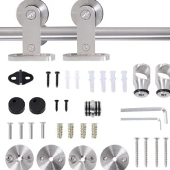 Kit de instalación puerta corredera Homcom acero inoxidable 2,5x200 cm