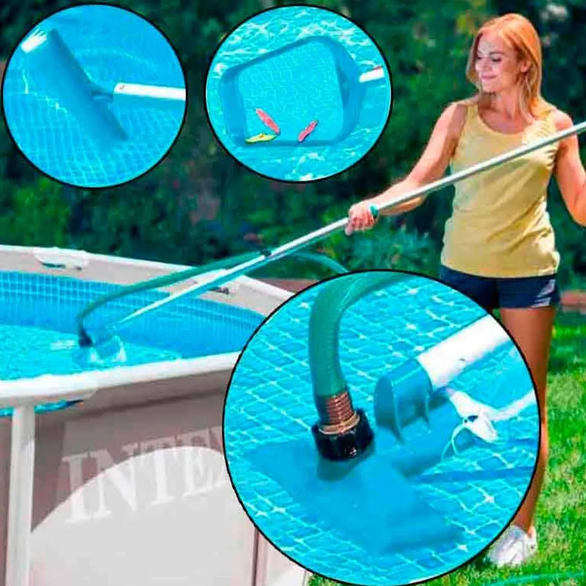 Kit de limpieza de piscinas Intex 3 accesorios azul