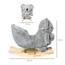 Koala balancín infantil Homcom con títere y sonidos +18M gris 50x33x60 cm