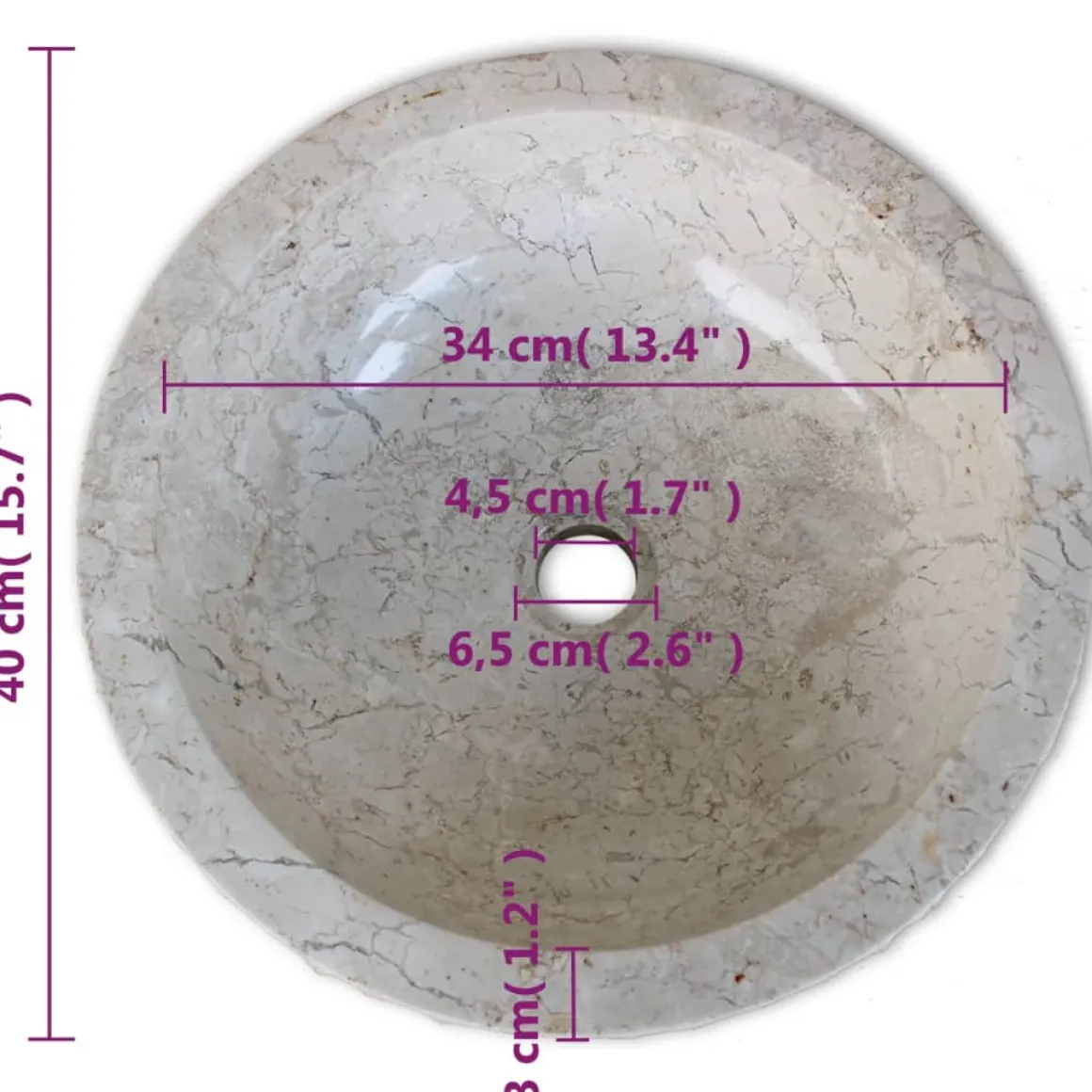 Lavabo Neptuno mármol Ø40x15 cm