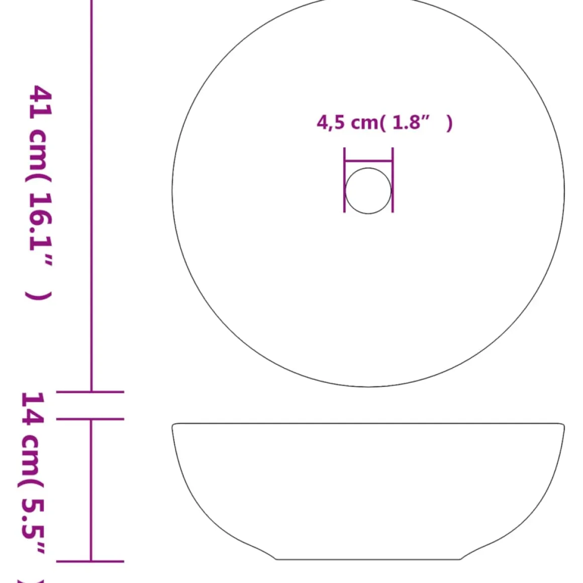 Lavabo sobre encimera Monnet cerámica Ø41x14 cm
