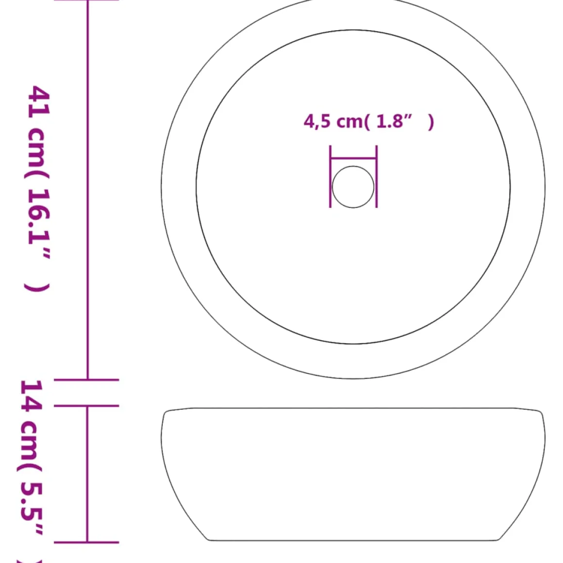 Lavabo sobre encimera Monnet cerámica Ø41x14 cm
