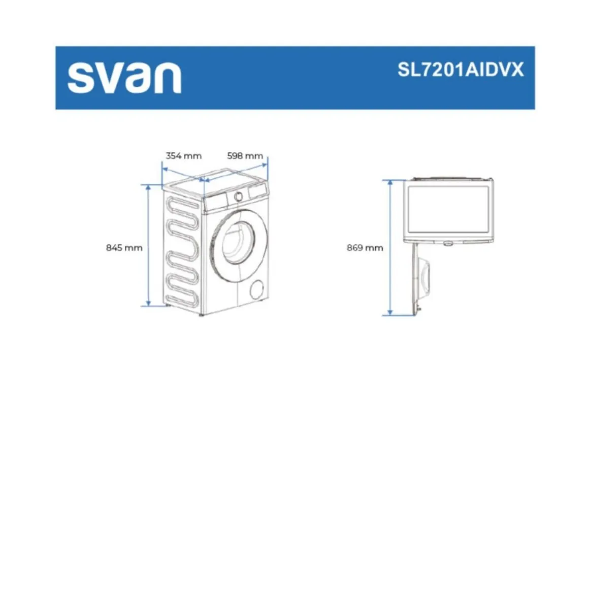 Lavadora Svan SL7201AIDVX 7kg 1200 rpm 11 programas A gris 59,8 cm