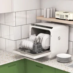 Lavavajillas compacto Homcom 4 servicio 6 programas blanco 45 cm