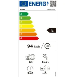 Lavavajillas Edesa EDW-6130X 13 servicios 6 programas E inox 59,8 cm