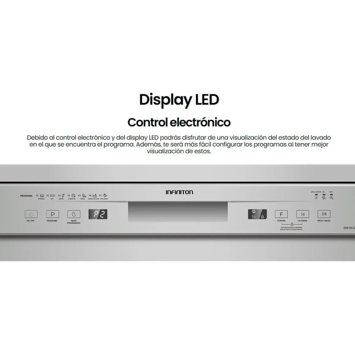 Lavavajillas Infiniton DIW-60.6S 12 servicios 7 programas E inox 59,8 cm