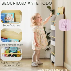 Librería infantil Osito Aiyaplay 3 niveles blanco/natural 110x55x15 cm