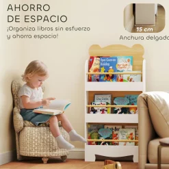 Librería infantil Osito Aiyaplay 3 niveles blanco/natural 110x55x15 cm