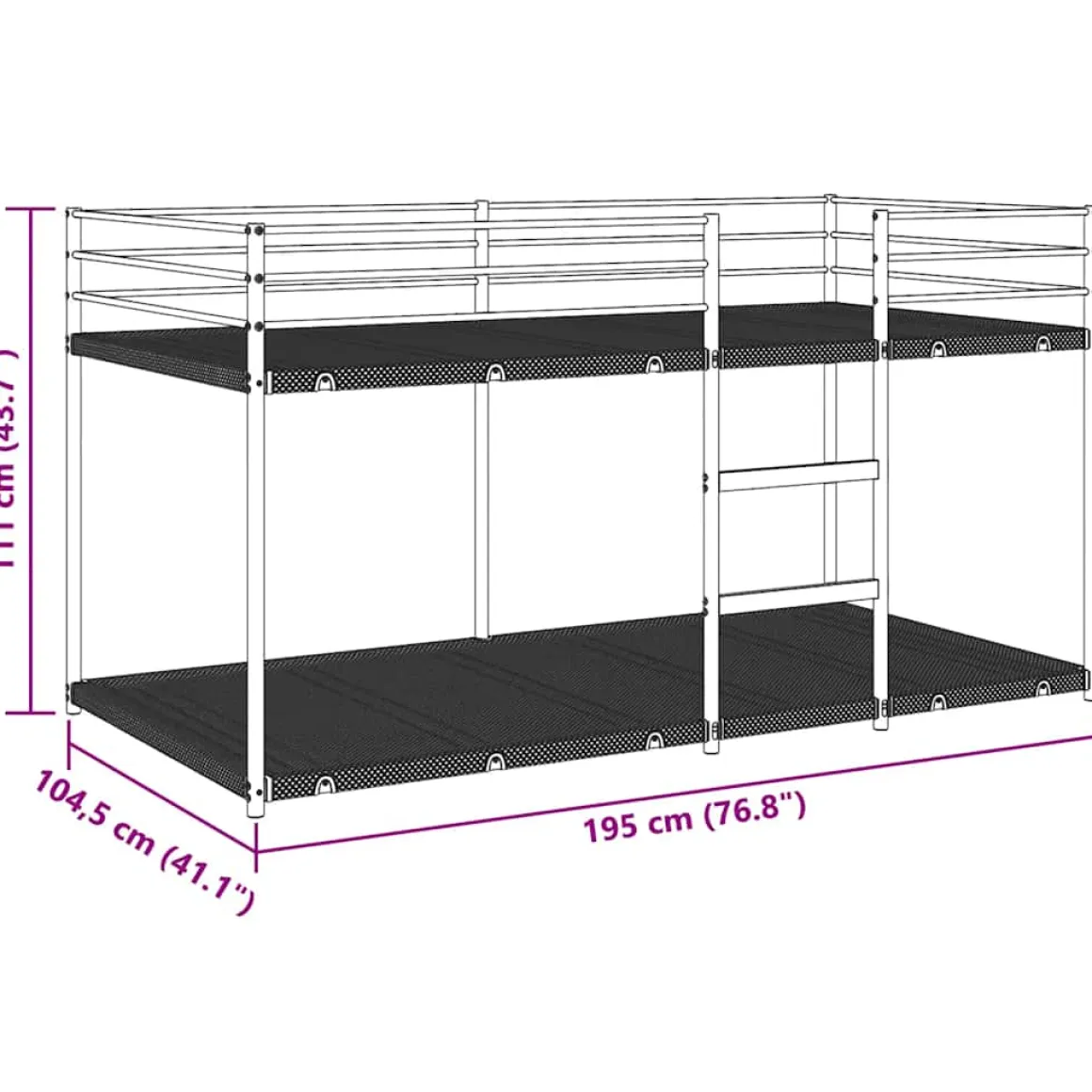 Litera Red estructura de acero negro 111x195x79,5 cm