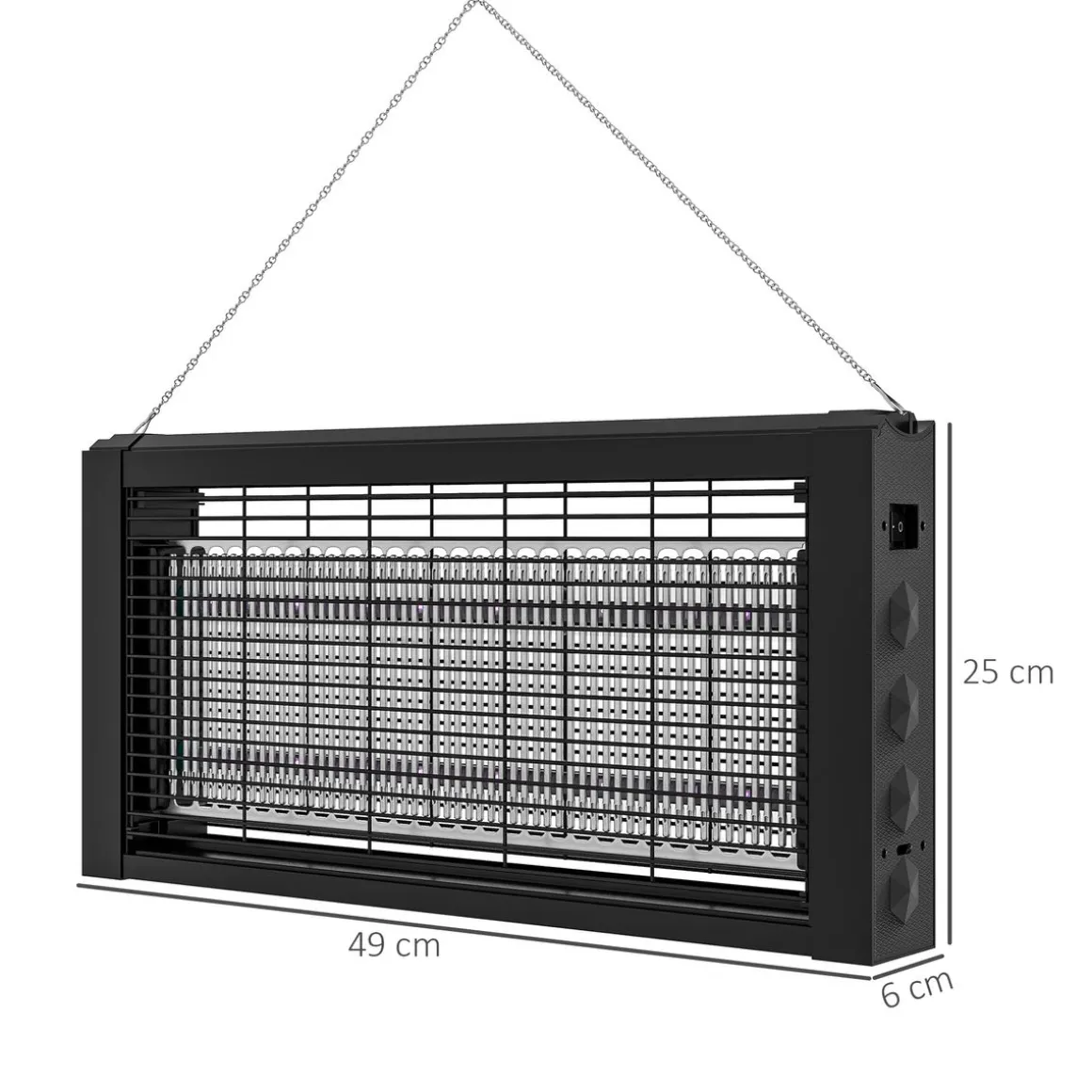Lámpara antimosquitos Homcom luces LED 60 m² negro 25x49x6 cm