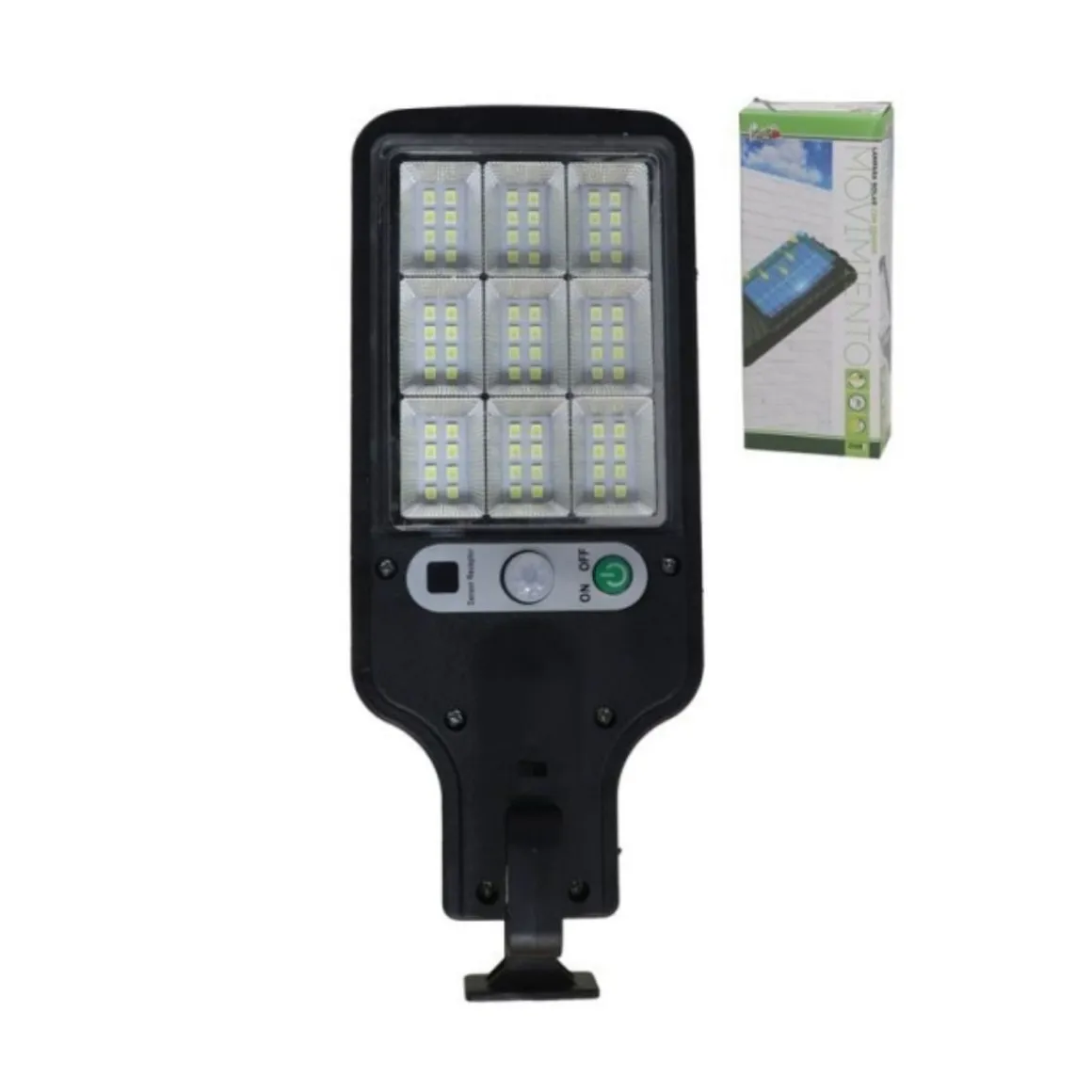 Lámpara de exterior 108 LED sensor de movimiento negro 6,3x8,5x21,5 cm