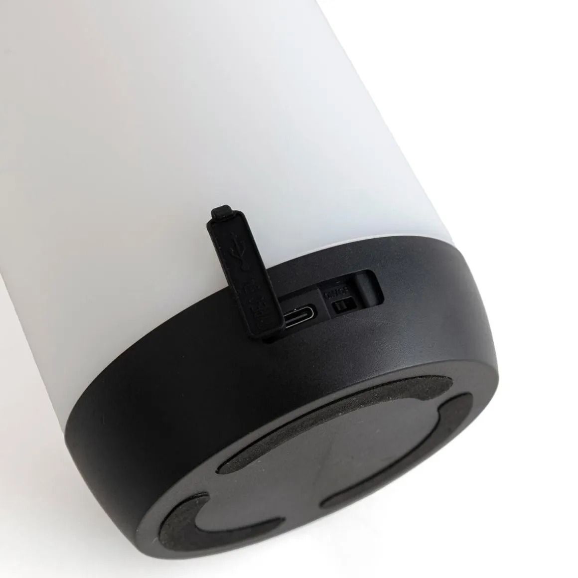 Lámpara de mesa Nora Vinthera exterior + asa + USB blanco/negro 19x11,5 cm