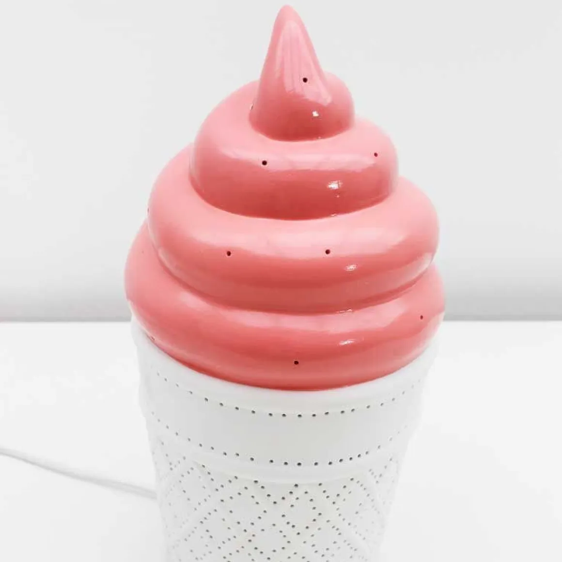 Lámpara de mesa Sweet diseño helado rosa/blanco Ø10x18 cm