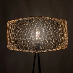Lámpara de pie Bamboo Lumit 60W trípode bambú negro/natural Ø49x145 cm