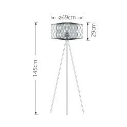 Lámpara de pie Bamboo Lumit 60W trípode bambú negro/natural Ø49x145 cm