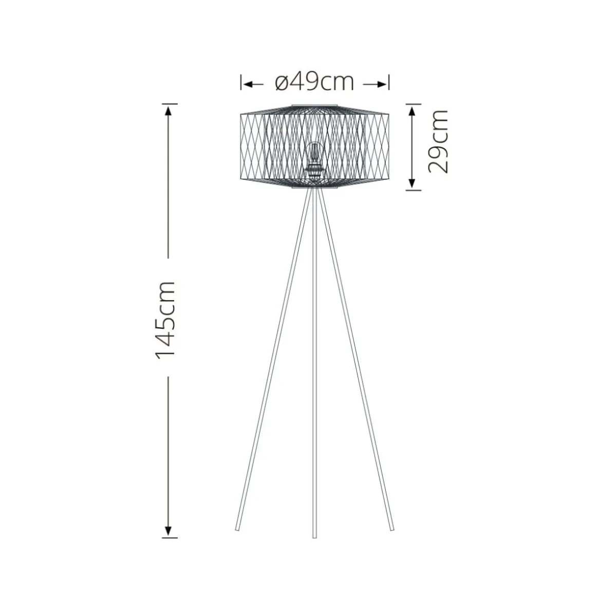 Lámpara de pie Bamboo Lumit 60W trípode bambú negro/natural Ø49x145 cm