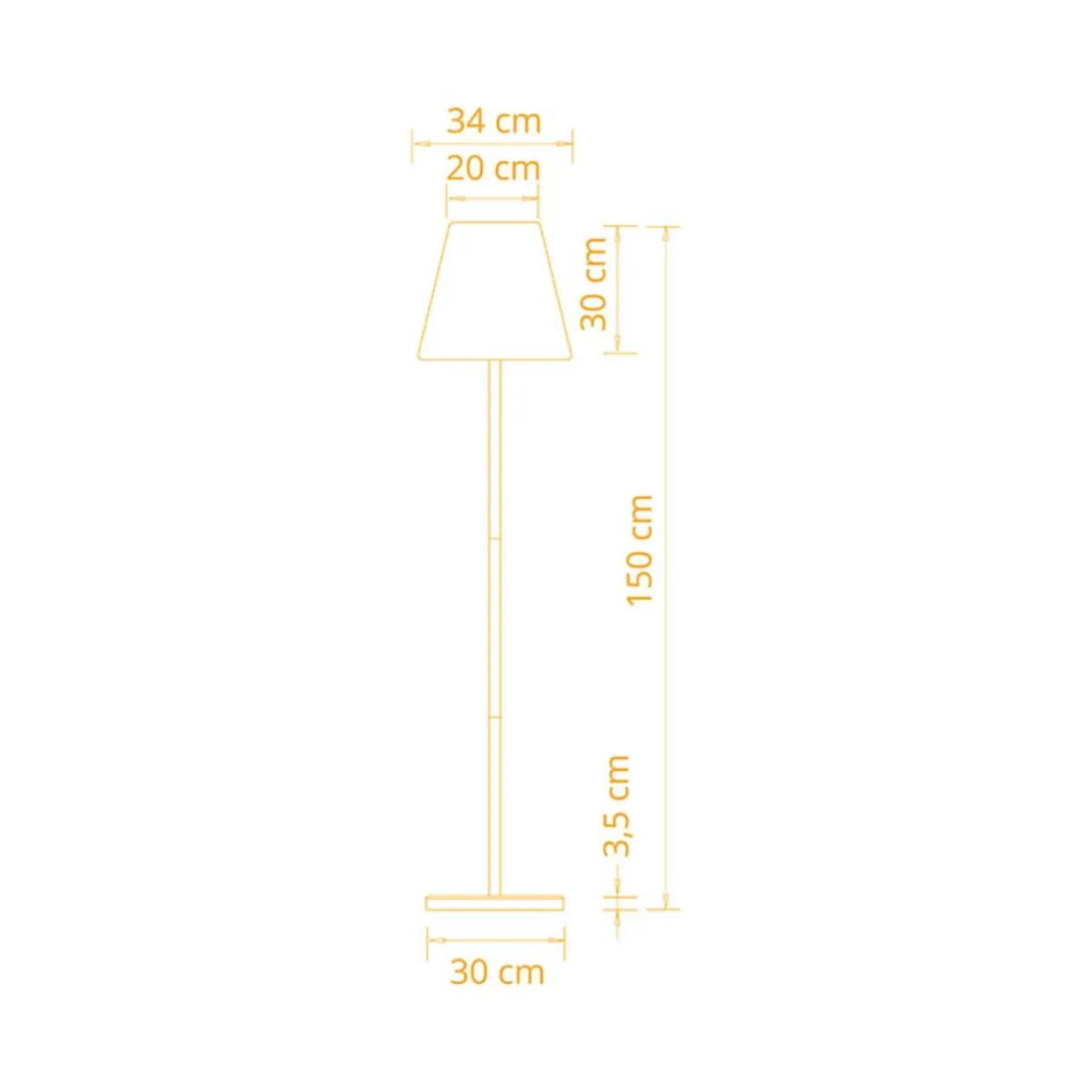 Lámpara de pie Biana Lumit portátil LED RGB con USB + mando blanco Ø34x150 cm