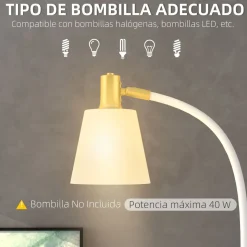 Lámpara de pie Bronx Homcom ángulo + altura ajustable blanco/dorado 127-160x49x21 cm