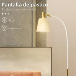 Lámpara de pie Bronx Homcom ángulo + altura ajustable blanco/dorado 127-160x49x21 cm