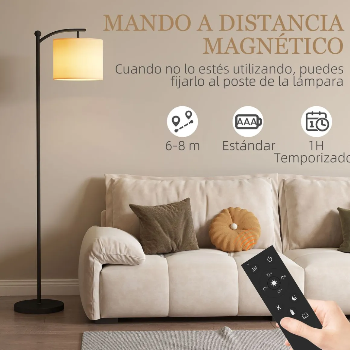 Lámpara de pie Brooklyn Homcom 11 niveles + mando a distancia negro/blanco 159,6x54,3x30,6 cm