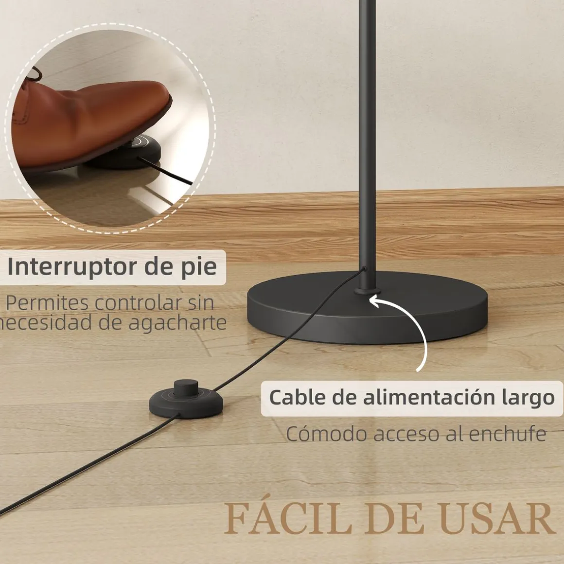 Lámpara de pie Brooklyn Homcom 11 niveles + mando a distancia negro/blanco 159,6x54,3x30,6 cm