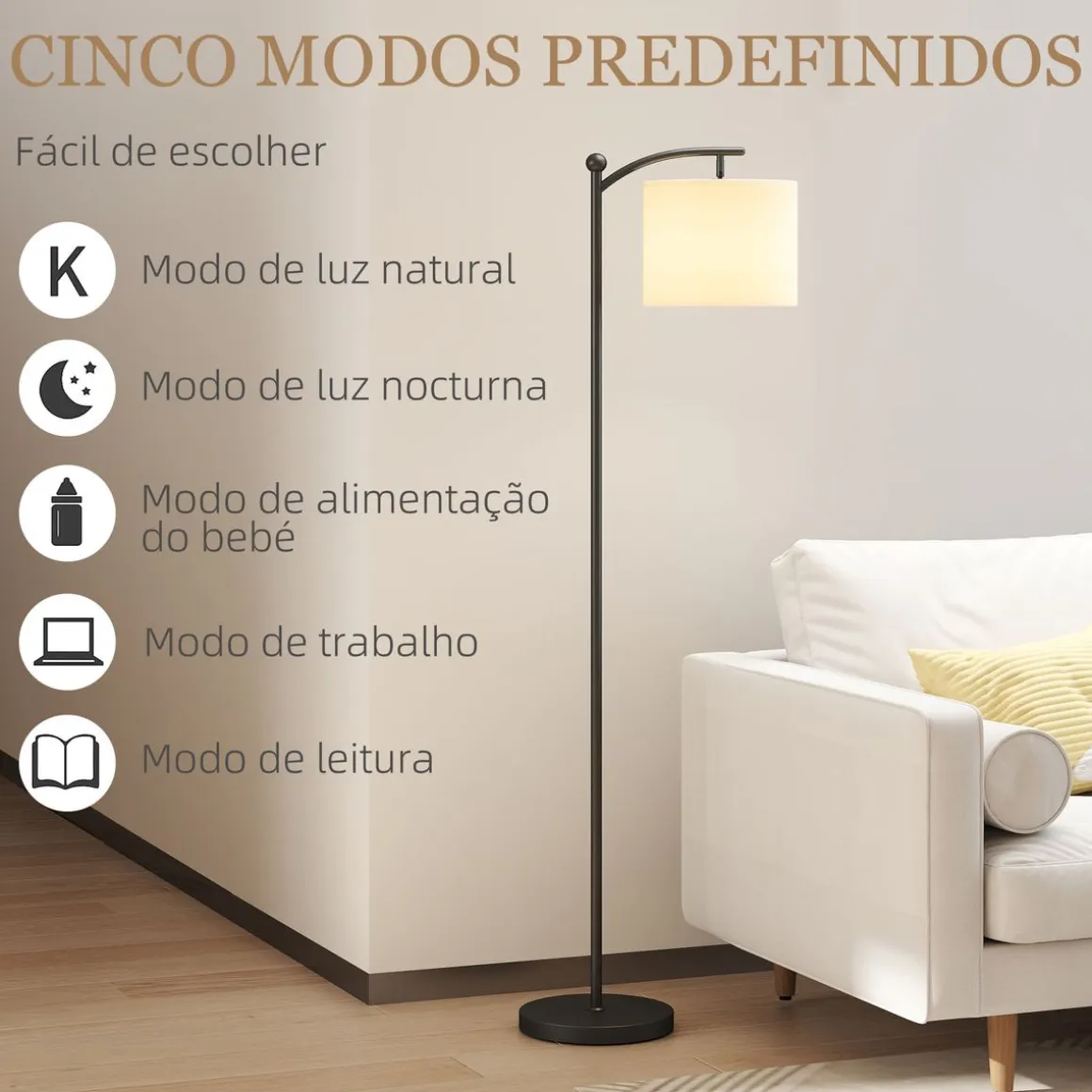 Lámpara de pie Brooklyn Homcom 11 niveles + mando a distancia negro/blanco 159,6x54,3x30,6 cm