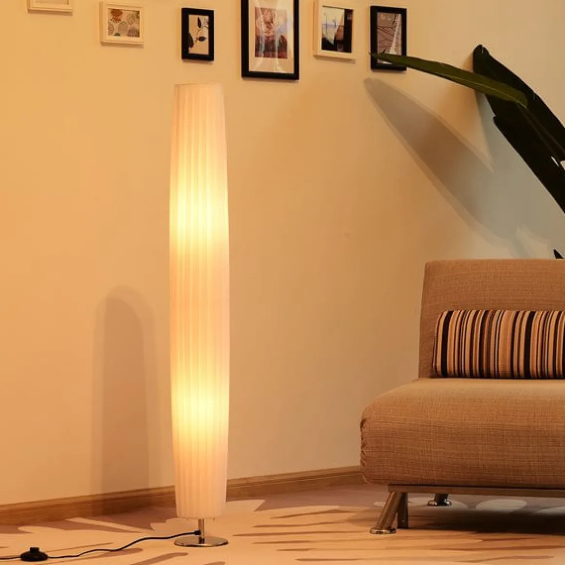 Lámpara de pie Homcom 2 luces E27 40W pulsador de pie blanco 120x15x15 cm