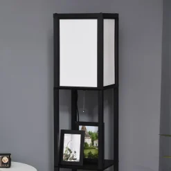 Lámpara de pie Homcom Pegaso 2 estantes 40W E27 negro/blanco 156x26x26 cm