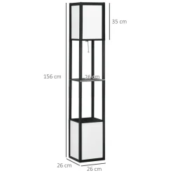 Lámpara de pie Homcom Pegaso 2 estantes 40W E27 negro/blanco 156x26x26 cm