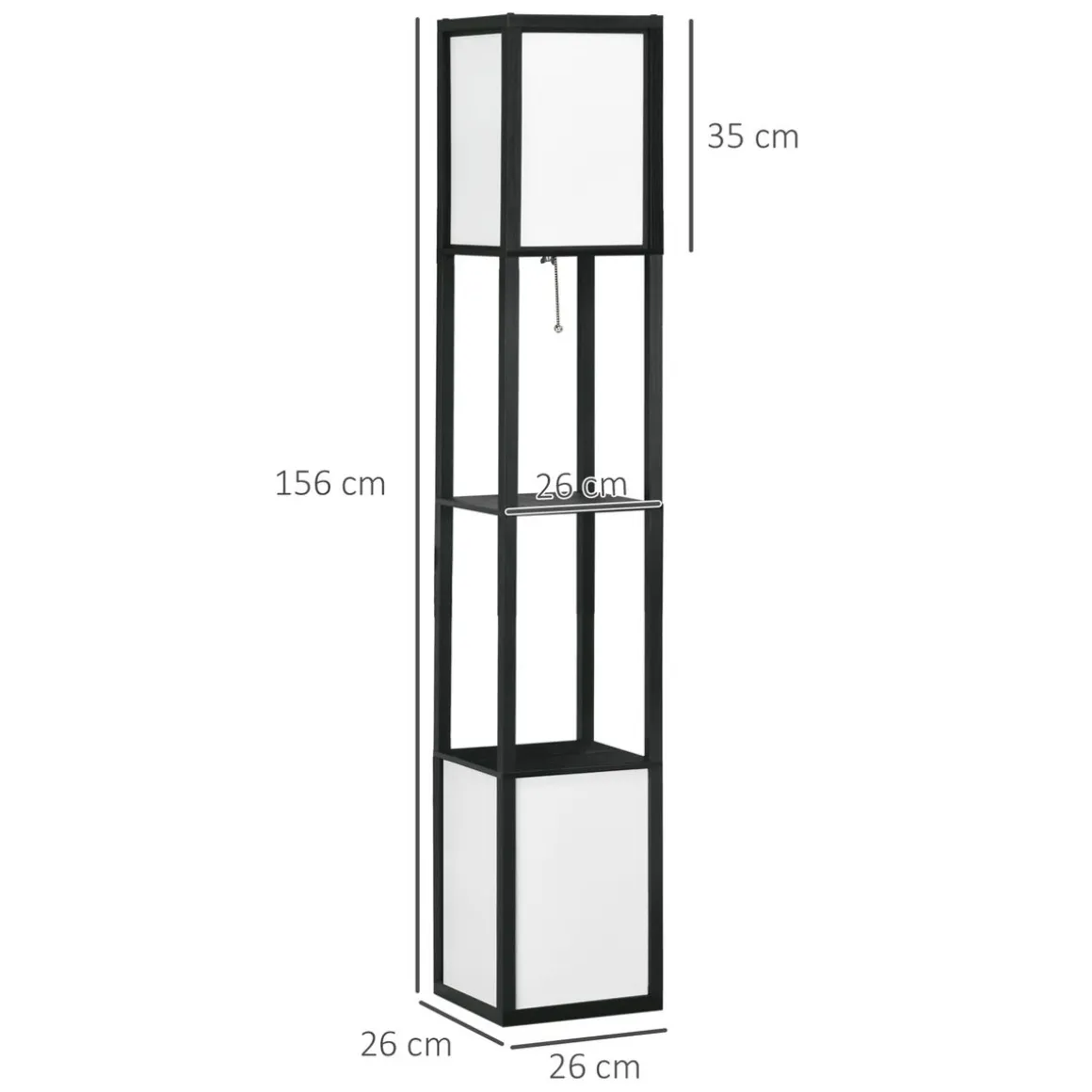 Lámpara de pie Homcom Pegaso 2 estantes 40W E27 negro/blanco 156x26x26 cm