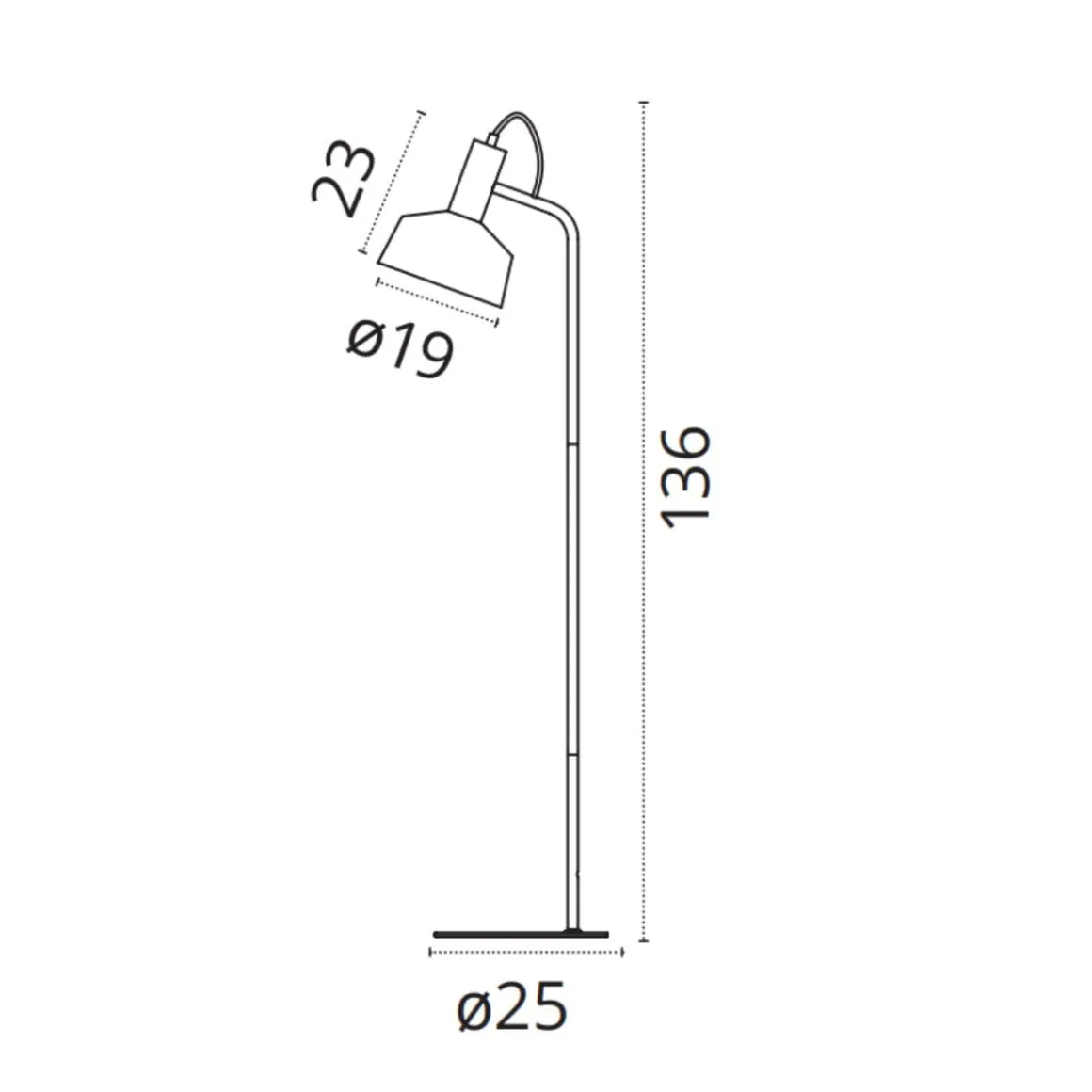 Lámpara de pie Leana Lumit 60W metal Ø19x136 cm