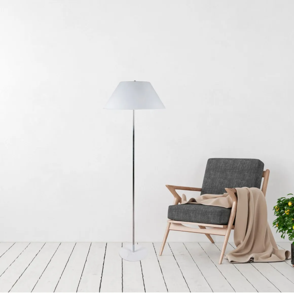 Lámpara de pie Natália Lumit 40W blanco/cromo Ø50x157 cm