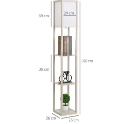 Lámpara de pie Tahi Homcom 40W 3 estantes 160x26 cm