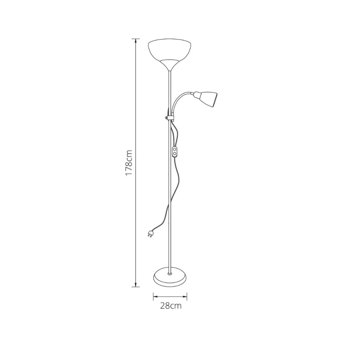 Lámpara de pie Varese Bel Air 80W con brazo orientable 178 cm