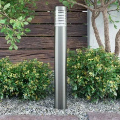 Lámpara de poste de jardín acero 60W inox Ø10,1x80 cm