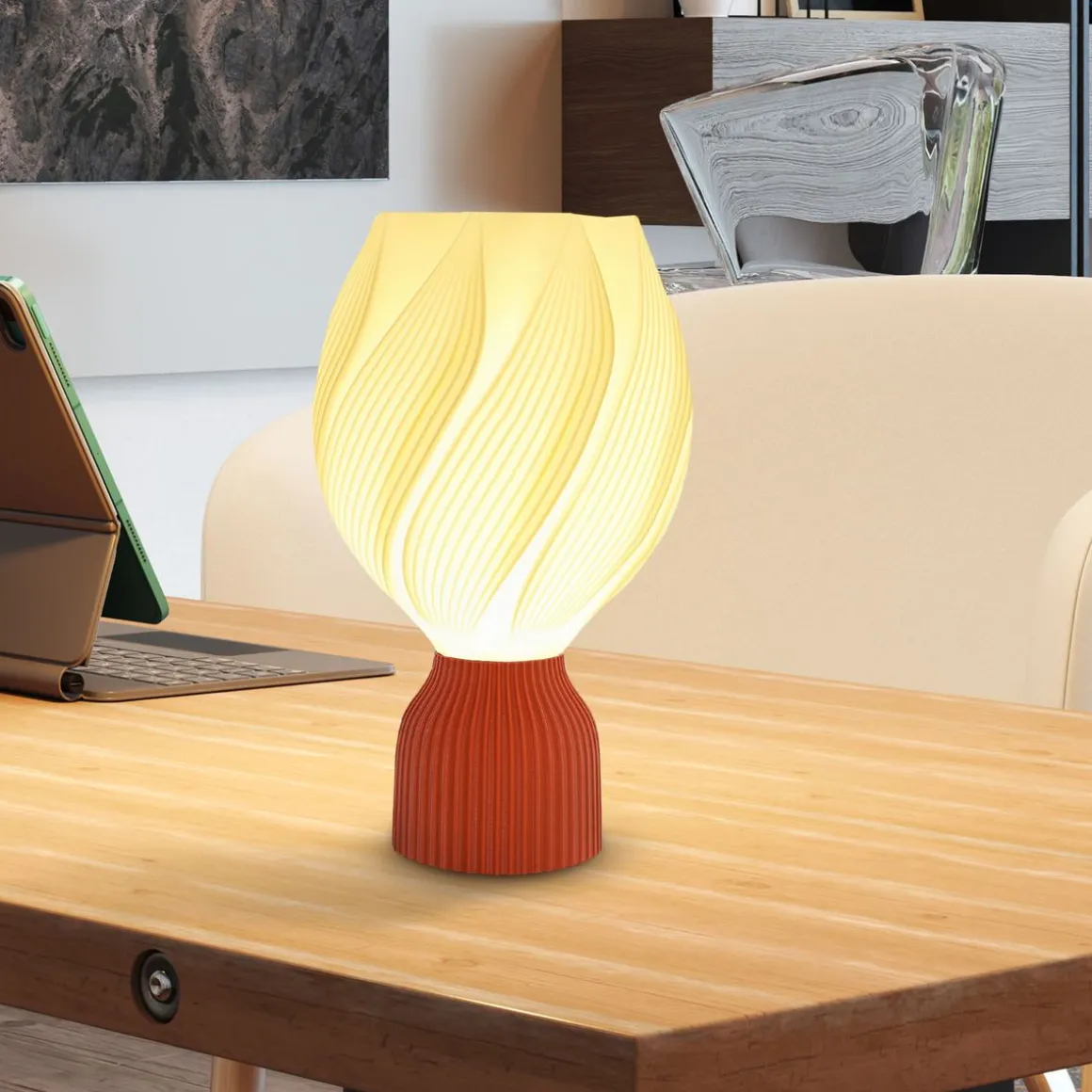 Lámpara de sobremesa Antorcha Homcom 25W luz LED 3000K blanco Ø16,5x28 cm