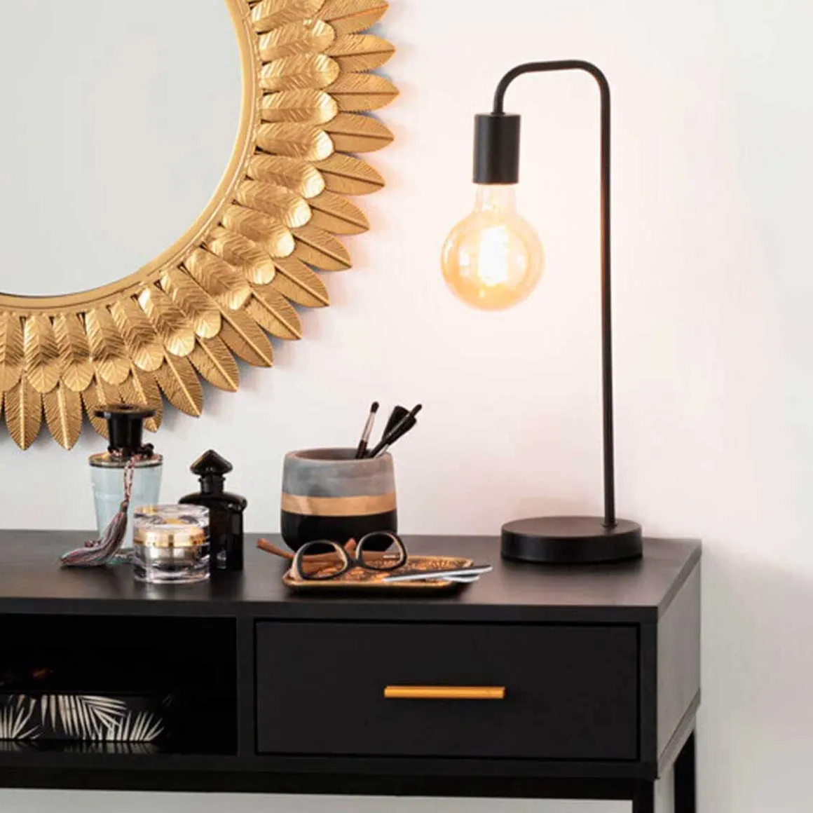 Lámpara de sobremesa Keli metálica 40W E27 negro 45 cm