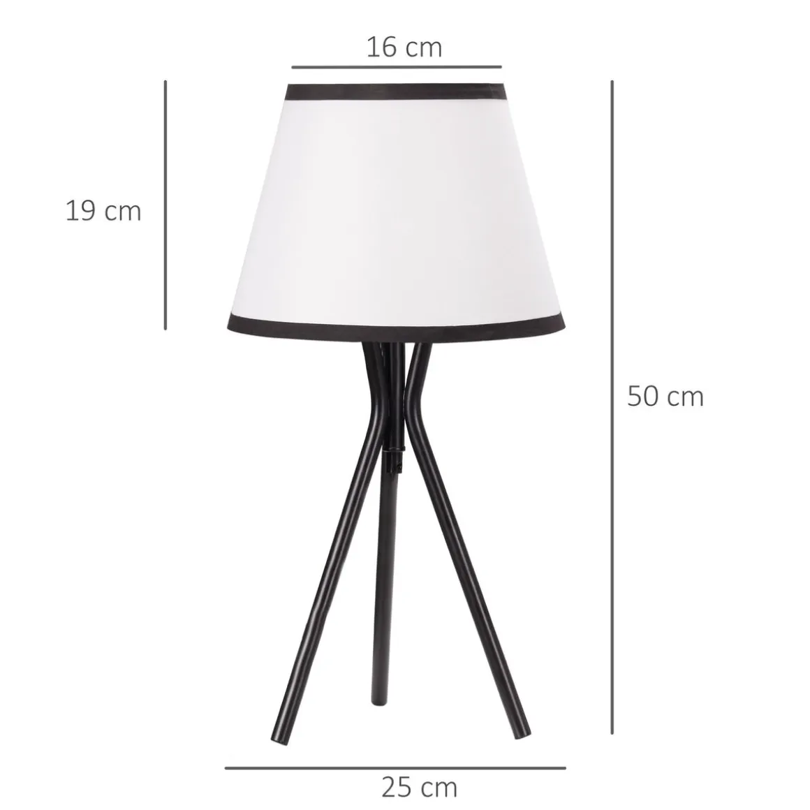 Lámpara de sobremesa Tina Homcom 40W blanco/negro Ø25x50 cm
