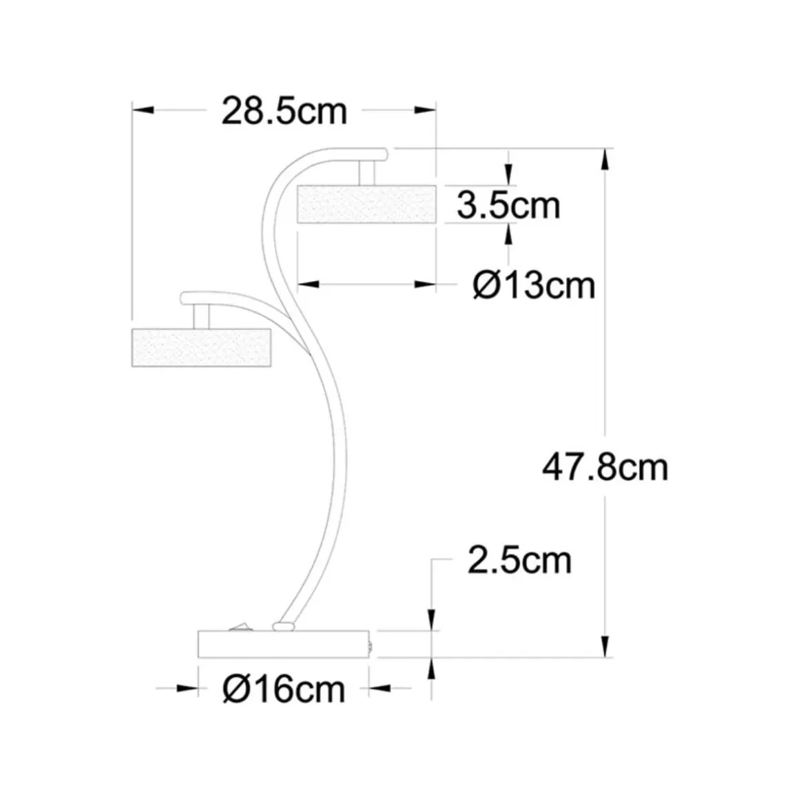 Lámpara de sobremesa Tokio Lumit 24W 1920 lm cromo 47,8x28,5 cm