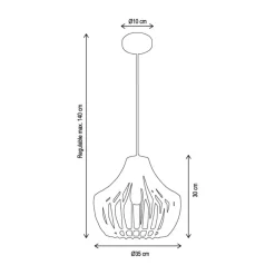 Lámpara de techo Bali Bel Air 40W altura regulable madera Ø35 cm
