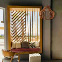 Lámpara de techo Bali Bel Air 40W altura regulable madera Ø35 cm