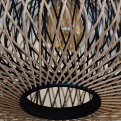 Lámpara de techo Bamboo Lumit 60W altura regulable bambú natural/negro