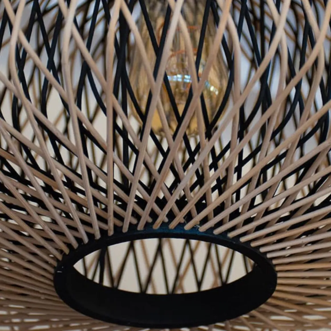Lámpara de techo Bamboo Lumit 60W altura regulable bambú natural/negro