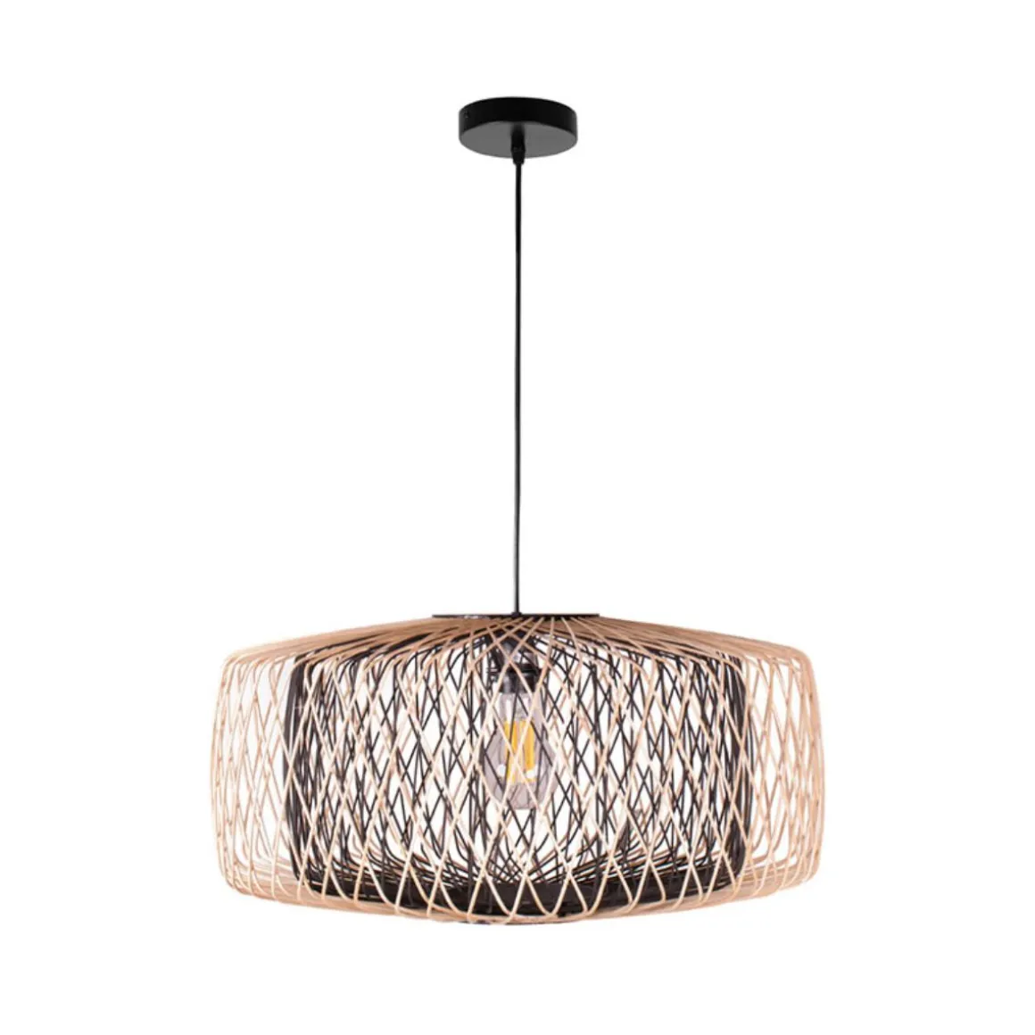 Lámpara de techo Bamboo Lumit 60W altura regulable bambú natural/negro