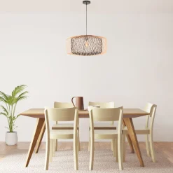 Lámpara de techo Bamboo Lumit 60W altura regulable bambú natural/negro